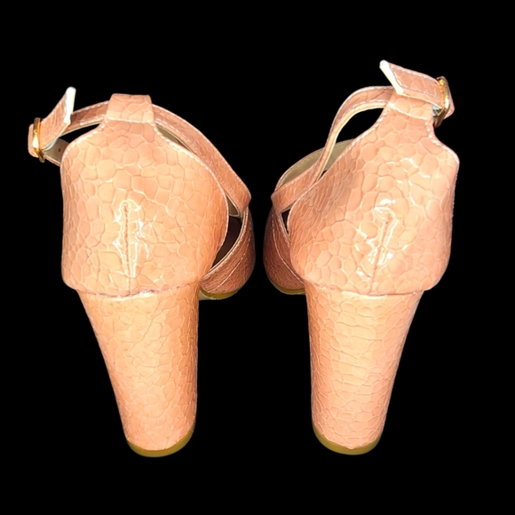 UNKNOWN Faux Snakeskin Pink Chunky Heel - 10.5 - Picture 3 of 6